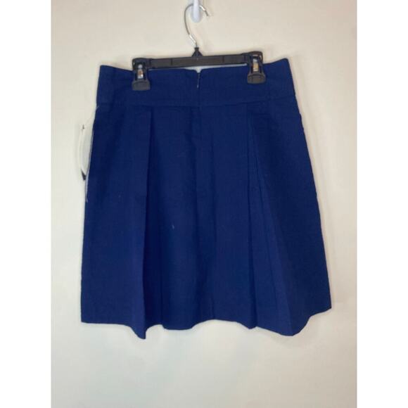 NWT Lauren James Navy Blue Seersucker Pleated Skirt Pockets Preppy Medium - Picture 5 of 11